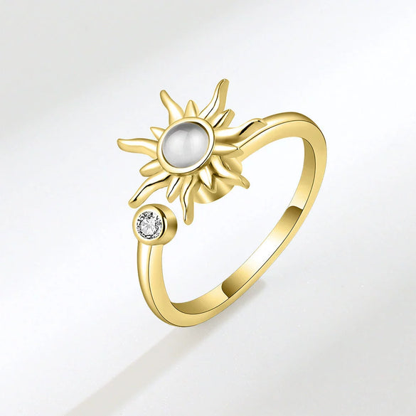 Wholesale Copper Rotatable Sunflower Ring For Women With Electroplating And Geometric Design