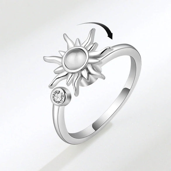Wholesale Copper Rotatable Sunflower Ring For Women With Electroplating And Geometric Design