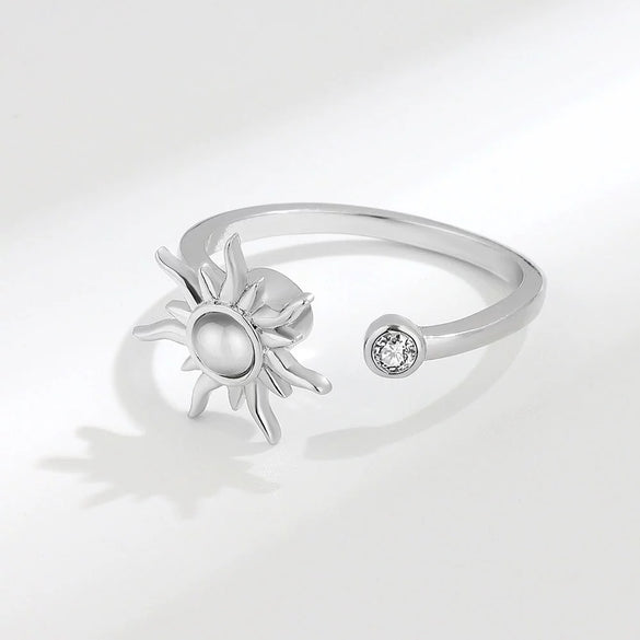 Wholesale Copper Rotatable Sunflower Ring For Women With Electroplating And Geometric Design