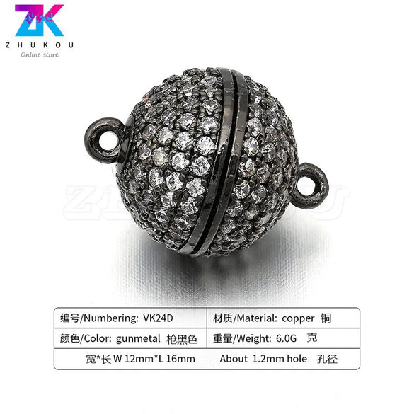 Wholesale Copper Round Microinlay Magnetic Buckle Head Accessories For Necklace And Bracelet With Electroplating Treatment