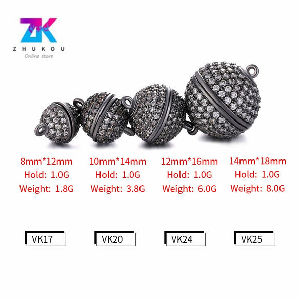 Wholesale Copper Round Microinlay Magnetic Buckle Head Accessories For Necklace And Bracelet With Electroplating Treatment