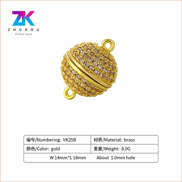 Wholesale Copper Round Microinlay Magnetic Buckle Head Accessories For Necklace And Bracelet With Electroplating Treatment