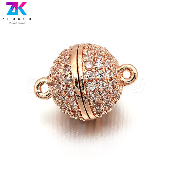 Wholesale Copper Round Microinlay Magnetic Buckle Head Accessories For Necklace And Bracelet With Electroplating Treatment