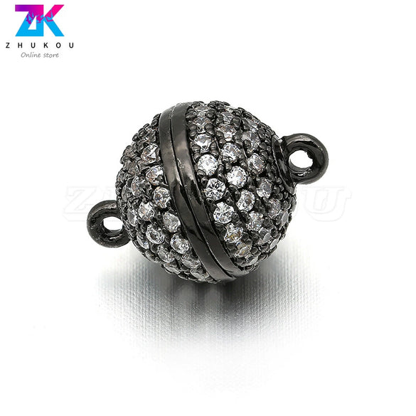 Wholesale Copper Round Microinlay Magnetic Buckle Head Accessories For Necklace And Bracelet With Electroplating Treatment