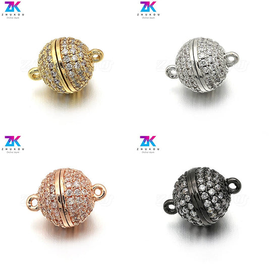 Wholesale Copper Round Microinlay Magnetic Buckle Head Accessories For Necklace And Bracelet With Electroplating Treatment