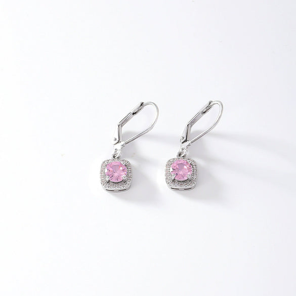 Wholesale Copper Round Zircon Inlay Women's Simple Fashion Light Luxury Highend Temperament Colorful Earrings