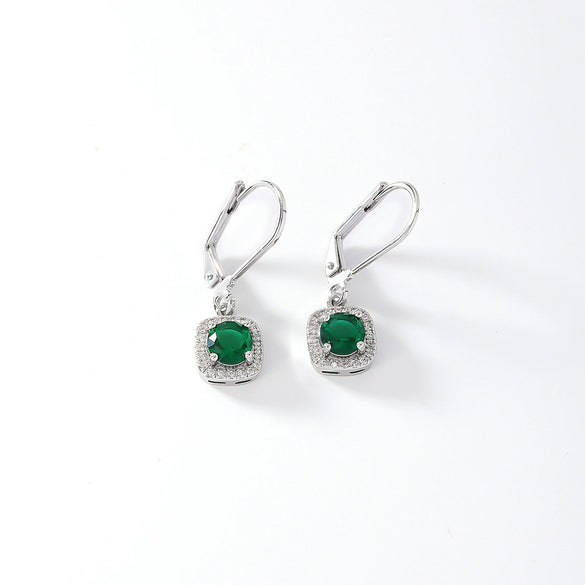 Wholesale Copper Round Zircon Inlay Women's Simple Fashion Light Luxury Highend Temperament Colorful Earrings