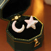 Wholesale Copper S925 Silver Needle Geometric Oil Dripping Star Moon Earrings For Women Electroplated