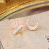 Wholesale Copper S925 Silver Needle Geometric Oil Dripping Star Moon Earrings For Women Electroplated