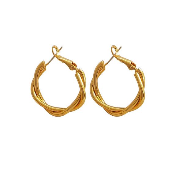 Wholesale Copper S925 Silver Needle Twist Earrings With Geometric Design And Electroplating Treatment Retro Cold Style For Women