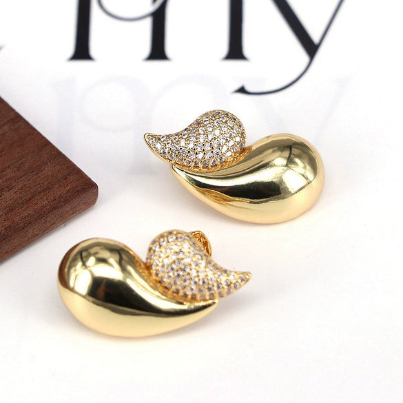 Wholesale Copper Semiinlaid Zirconium Heartshaped Retro Geometric Earrings For Women