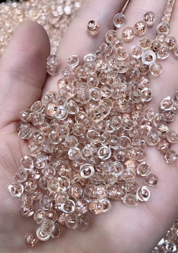 Wholesale Copper Silicone Ear Plug Accessories With Semicircle Pattern And Electroplating Treatment