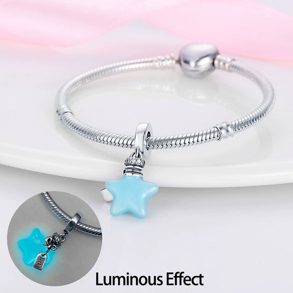 Wholesale Copper Silver Plated Colorful Luminous Clover Star Charm Dripping Oil Bracelet Necklace Beads