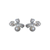 Wholesale Copper Silver Zircon Pearl Bow Earrings For Women Light Luxury Design