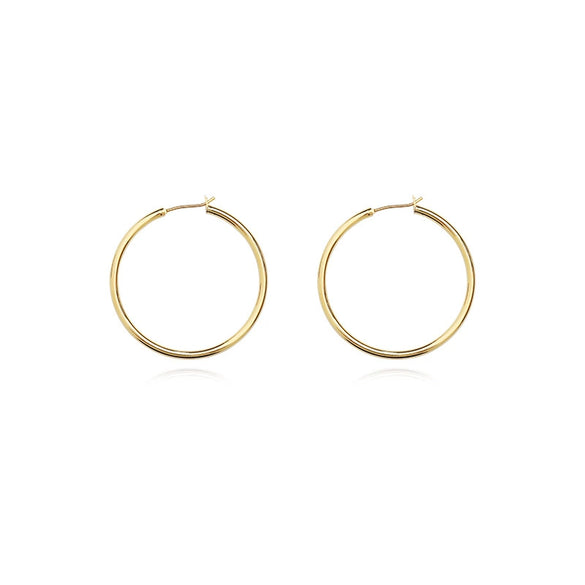 Wholesale Copper Simple Geometric Round Hollow Earrings For Women With Real Gold Plating