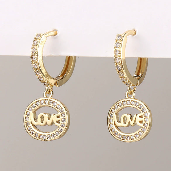 Wholesale Copper Simple Micropaved Zircon Earrings With Heart Butterfly Ear Hook Ear Buckle Geometric And Heart Shape Design For Women