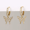 Wholesale Copper Simple Micropaved Zircon Earrings With Heart Butterfly Ear Hook Ear Buckle Geometric And Heart Shape Design For Women