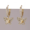 Wholesale Copper Simple Micropaved Zircon Earrings With Heart Butterfly Ear Hook Ear Buckle Geometric And Heart Shape Design For Women
