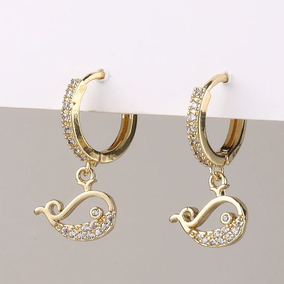 Wholesale Copper Simple Micropaved Zircon Earrings With Heart Butterfly Ear Hook Ear Buckle Geometric And Heart Shape Design For Women