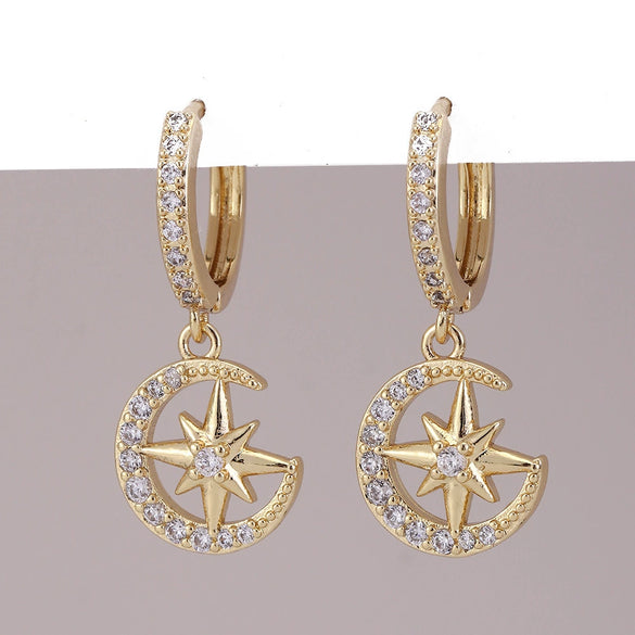 Wholesale Copper Simple Micropaved Zircon Earrings With Heart Butterfly Ear Hook Ear Buckle Geometric And Heart Shape Design For Women