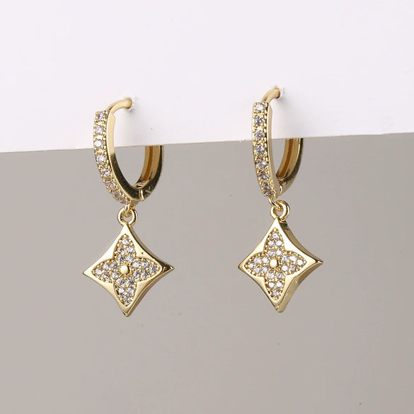 Wholesale Copper Simple Micropaved Zircon Earrings With Heart Butterfly Ear Hook Ear Buckle Geometric And Heart Shape Design For Women