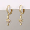 Wholesale Copper Simple Micropaved Zircon Earrings With Heart Butterfly Ear Hook Ear Buckle Geometric And Heart Shape Design For Women