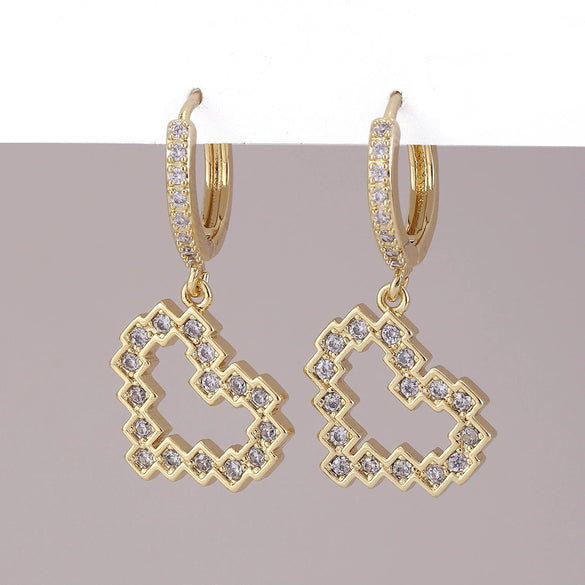 Wholesale Copper Simple Micropaved Zircon Earrings With Heart Butterfly Ear Hook Ear Buckle Geometric And Heart Shape Design For Women