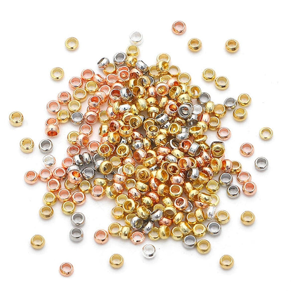 Wholesale Copper Simple Style Diy Handmade Beaded Jewelry Accessories Necklace With Gold And Silver Fixed Clip Tail Tube And Positioning Beads Electroplated