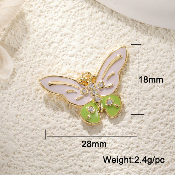 Wholesale Copper Small Animal Pendant With Dripping Oil And Diamondembedded Including Butterfly Turtle Bee Dragonfly