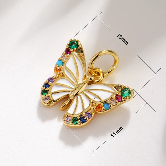 Wholesale Copper Small Animal Pendant With Dripping Oil And Diamondembedded Including Butterfly Turtle Bee Dragonfly