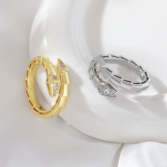Wholesale Copper Snake Bone Shaped Ring Electroplated Animal Zodiac Style For Unisex