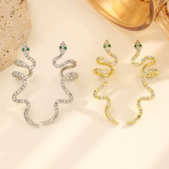 Wholesale Copper Snake Ear Clip Electroplated Animal Zodiac Punk Retro Style For Women