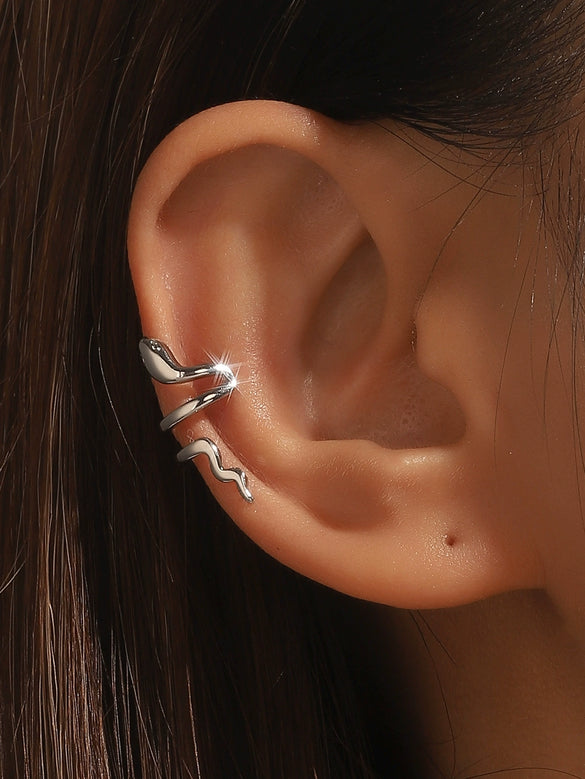 Wholesale Copper Snake Ear Clip Electroplated Animal Zodiac Punk Retro Style For Women