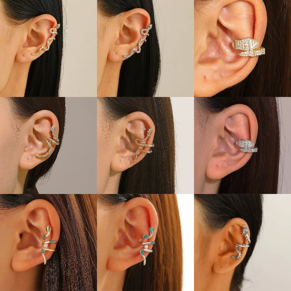 Wholesale Copper Snake Ear Clip Electroplated Animal Zodiac Punk Retro Style For Women