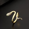 Wholesale Copper Snakeshaped Open Ring With Zircon Electroplated Retro Style