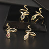 Wholesale Copper Snakeshaped Open Ring With Zircon Electroplated Retro Style