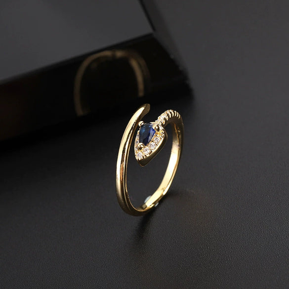 Wholesale Copper Snakeshaped Open Ring With Zircon Electroplated Retro Style