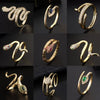Wholesale Copper Snakeshaped Open Ring With Zircon Electroplated Retro Style