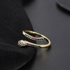 Wholesale Copper Snakeshaped Open Ring With Zircon Electroplated Retro Style