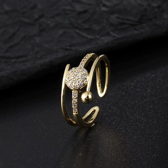 Wholesale Copper Snakeshaped Open Ring With Zircon Electroplated Retro Style