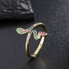 Wholesale Copper Snakeshaped Open Ring With Zircon Electroplated Retro Style