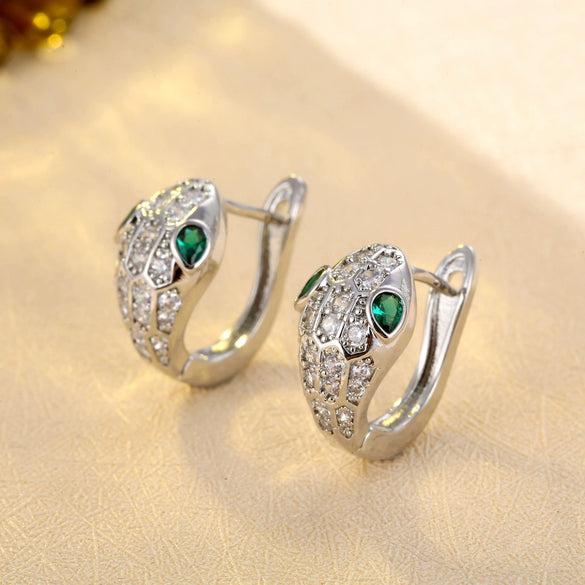 Wholesale Copper Snakeshaped Zodiac Animal Earrings With Electroplating For Men Niche Style