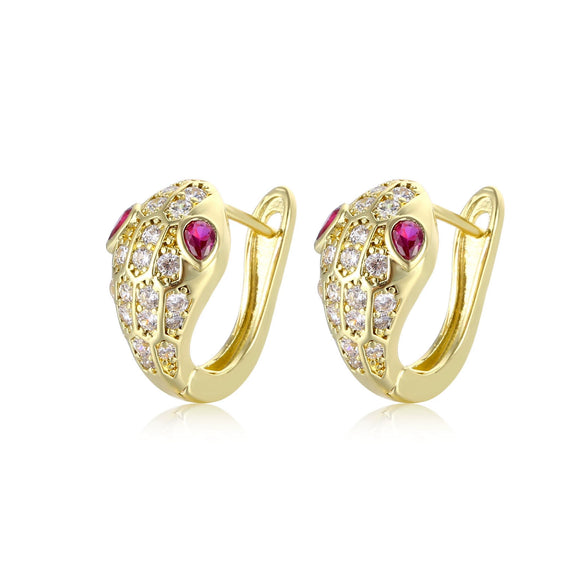 Wholesale Copper Snakeshaped Zodiac Animal Earrings With Electroplating For Men Niche Style