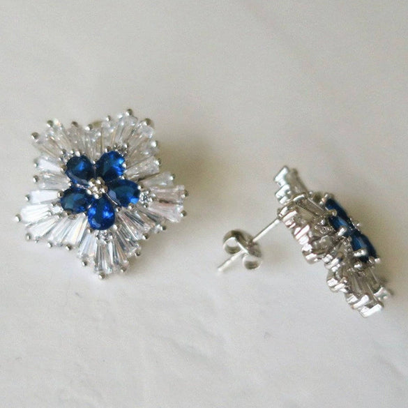 Wholesale Copper Snowflake And Flower Zircon Earrings For Women