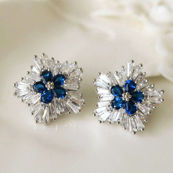 Wholesale Copper Snowflake And Flower Zircon Earrings For Women