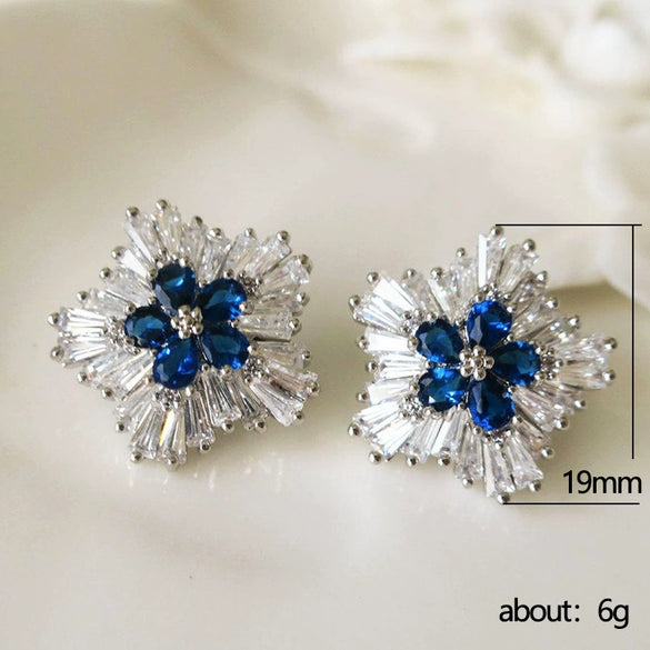 Wholesale Copper Snowflake And Flower Zircon Earrings For Women