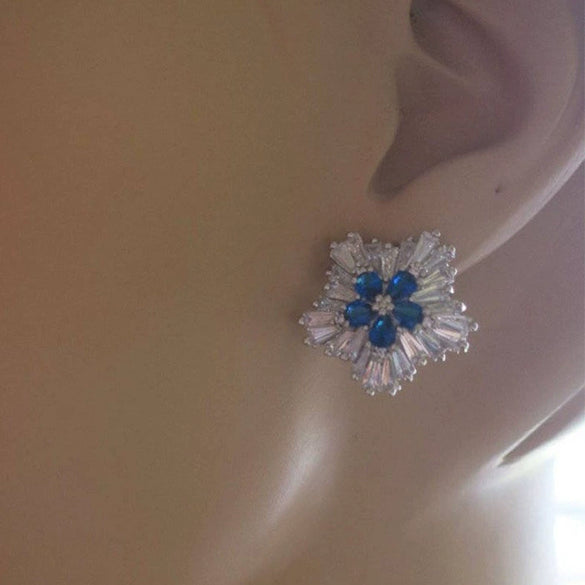 Wholesale Copper Snowflake And Flower Zircon Earrings For Women