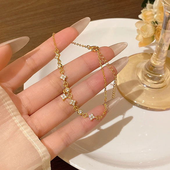 Wholesale Copper Star Electroplated Women's Minimalist Light Luxury Niche Bracelet