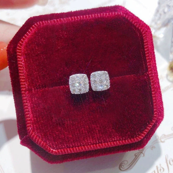 Wholesale Copper Star Pattern Square Diamond Earrings For Female Light Luxury Niche Elegant Style