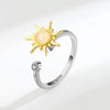 Wholesale Copper Sunflower Rotating Opening Adjustable Folding Finger Ring With Electroplating Treatment